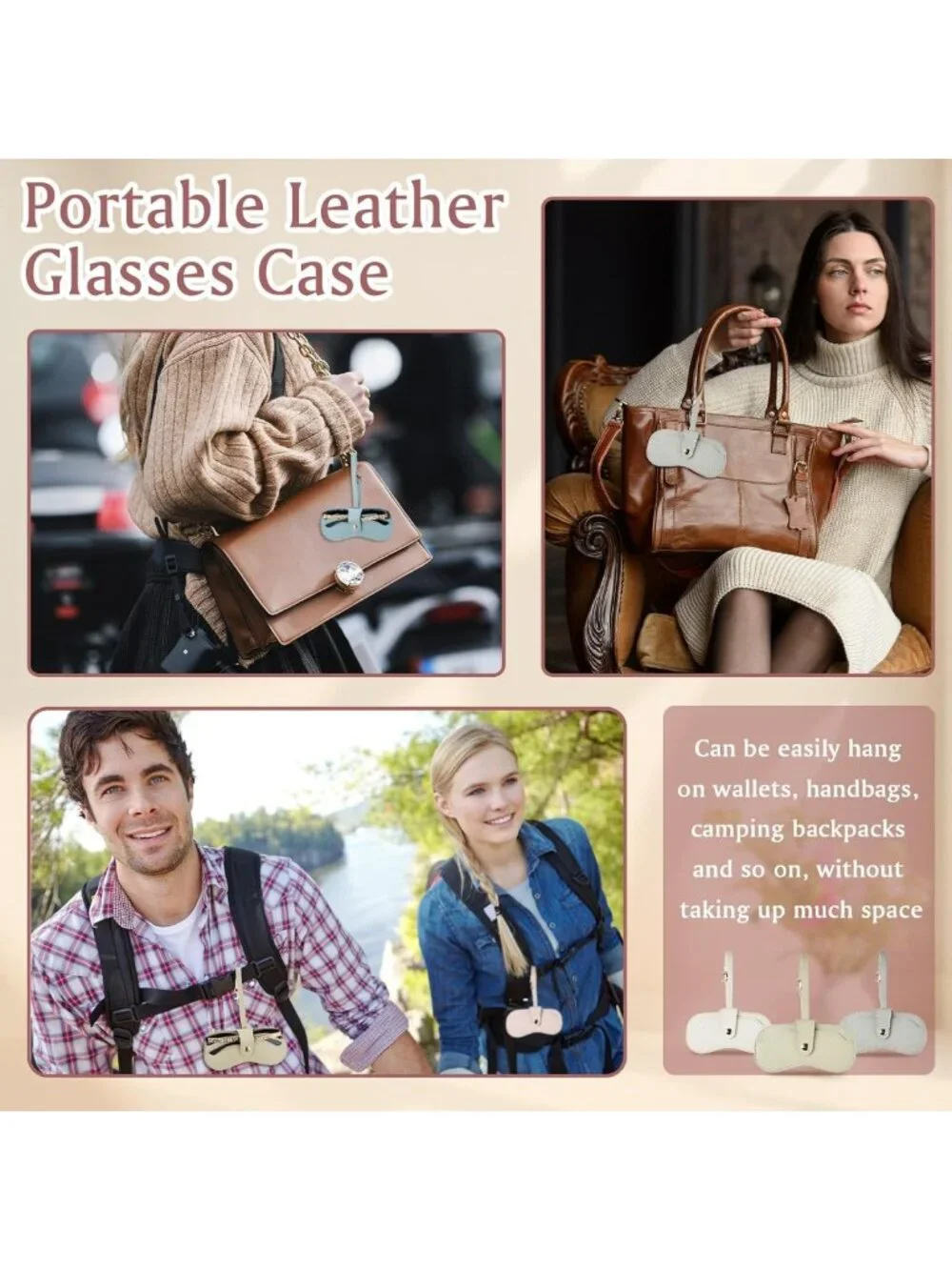 Soft Leather Sunglasses Case with Strap | Portable Glasses Holder & Organizer